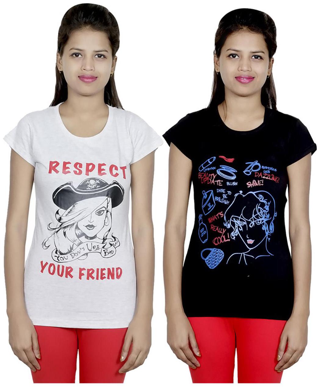 

IndiWeaves Girls Cotton T-Shirt Pack of -2
