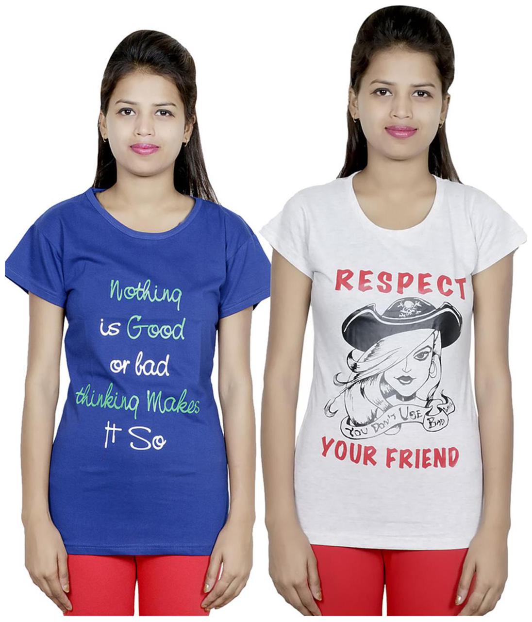 

IndiWeaves Girls Cotton T-Shirt Pack of -2