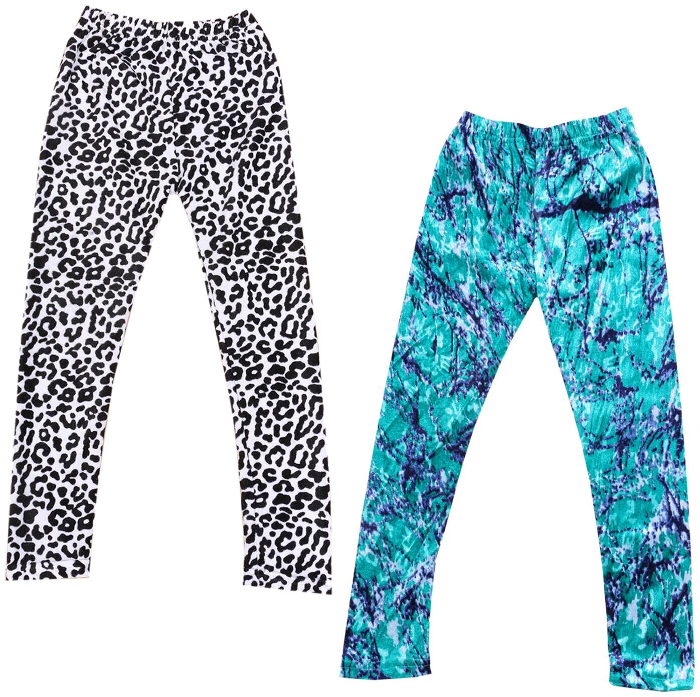 

IndiWeaves Girls Velvet Printed Leggings Pack of 2
