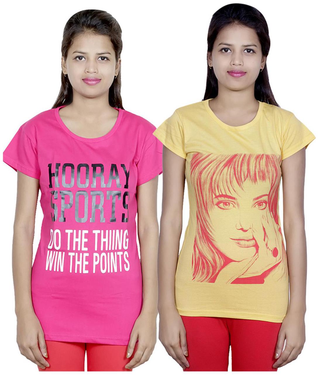 

IndiWeaves Girls Cotton T-Shirt Pack of -2
