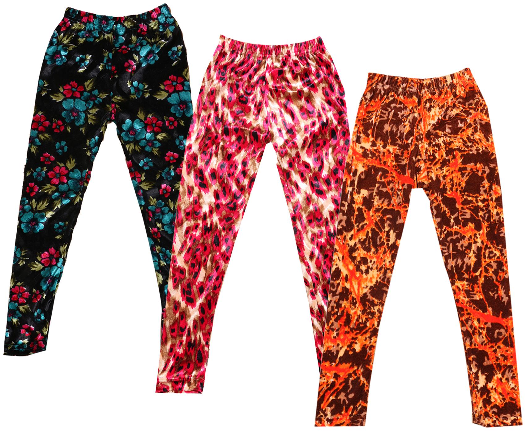 

IndiWeaves Girls Velvet Printed Leggings Pack of 3