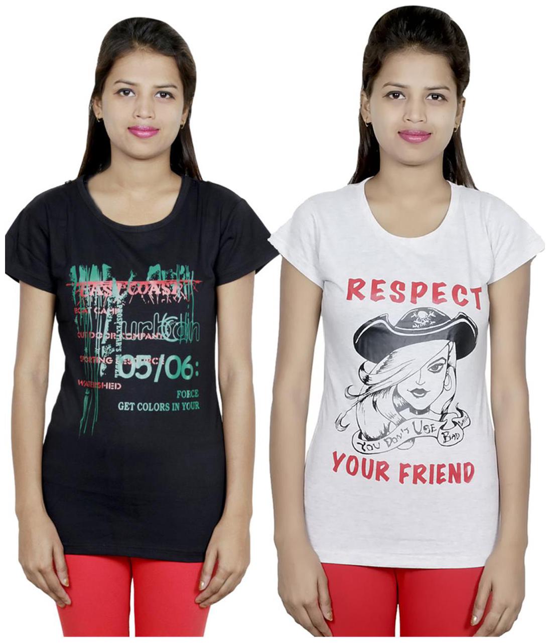 

IndiWeaves Girls Cotton T-Shirt Pack of -2