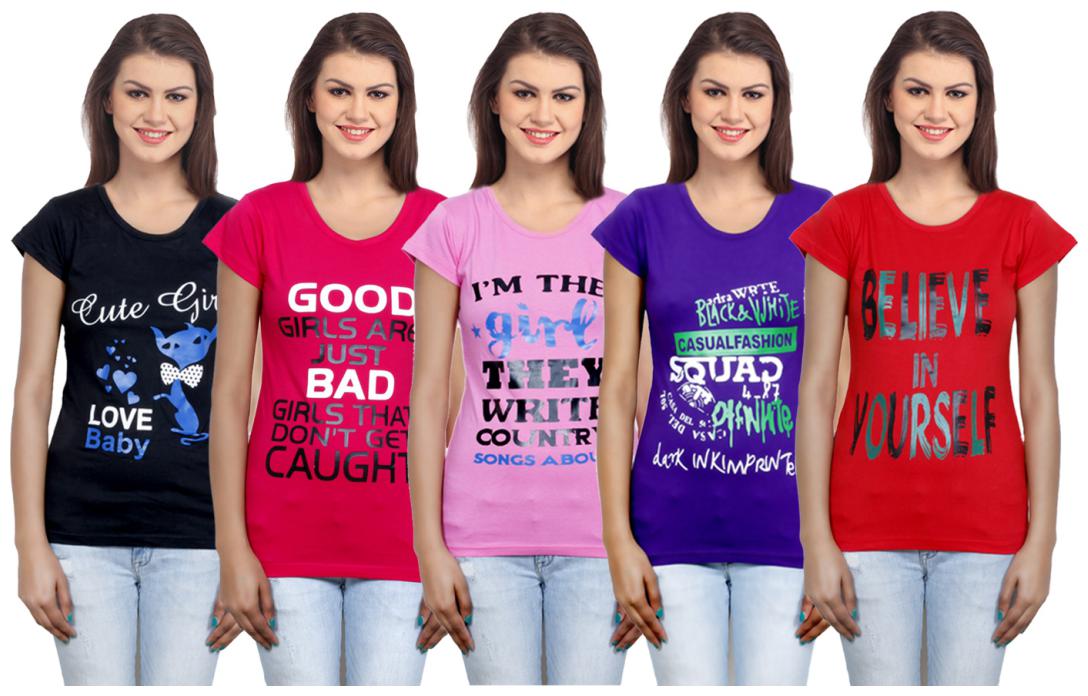 

IndiWeaves Girls Cotton T-Shirt(Pack Of 5 T-Shirt) Combo Offer