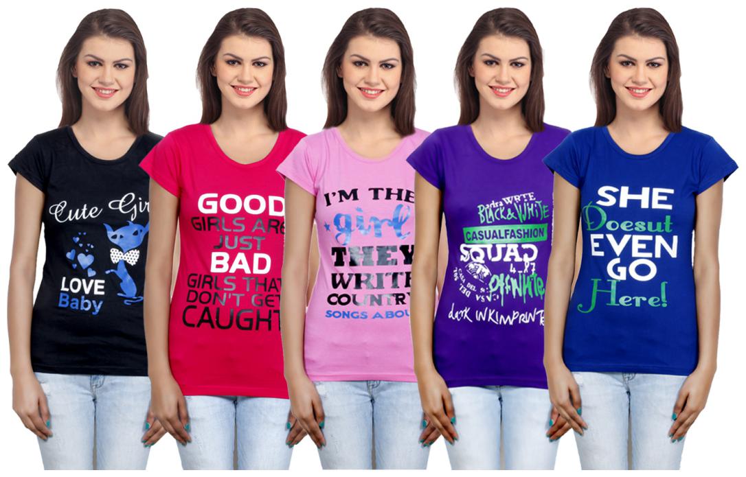 

IndiWeaves Girls Cotton T-Shirt(Pack Of 5 T-Shirt) Combo Offer