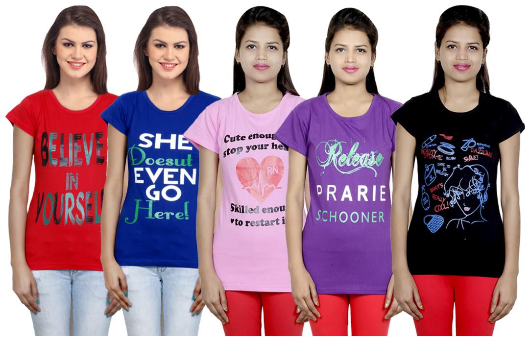 

IndiWeaves Girls Cotton T-Shirt(Pack Of 5 T-Shirt) Combo Offer