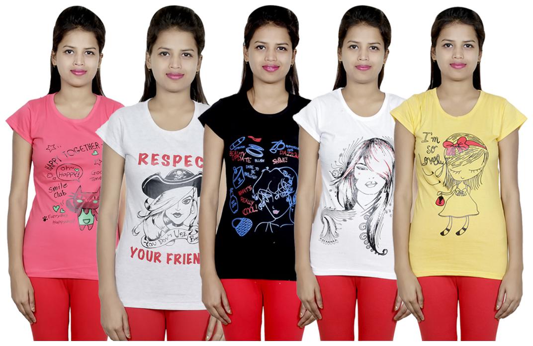 

IndiWeaves Girls Cotton T-Shirt(Pack Of 5 T-Shirt) Combo Offer