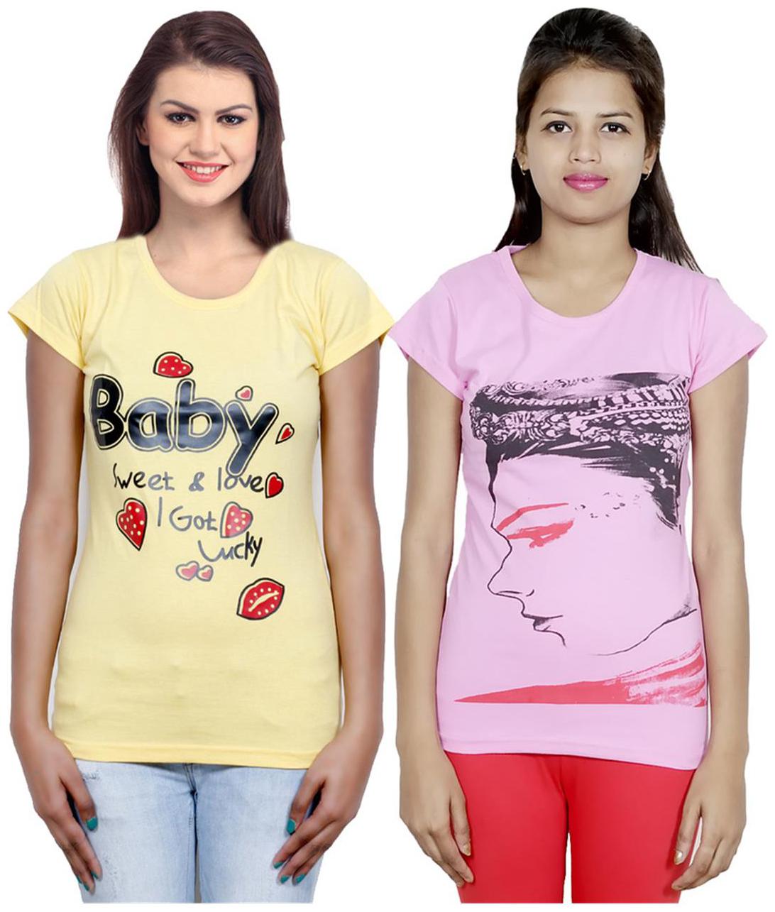 

IndiWeaves Girls Cotton T-Shirt Pack of -2