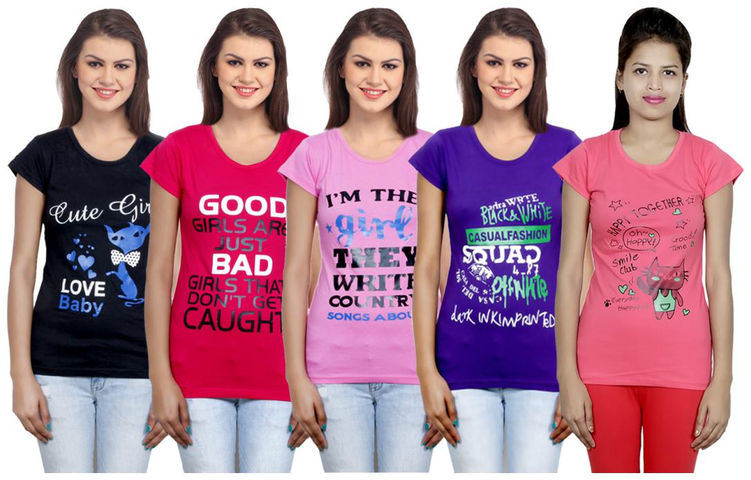 

IndiWeaves Girls Cotton T-Shirt(Pack Of 5 T-Shirt) Combo Offer