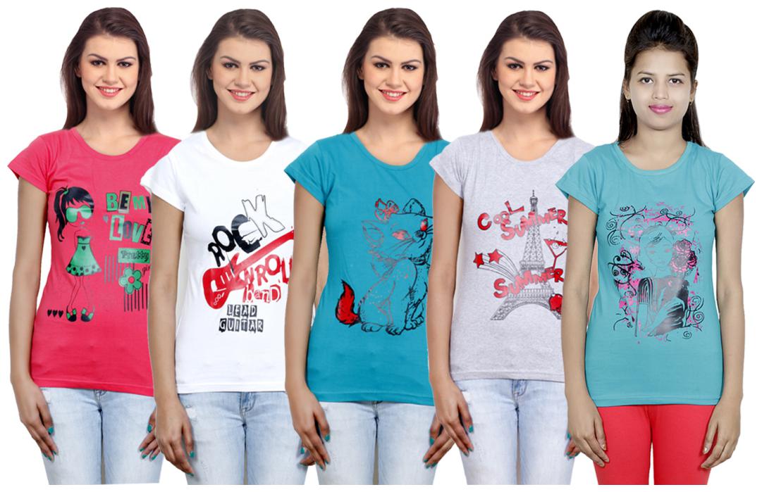 

IndiWeaves Girls Cotton T-Shirt(Pack Of 5 T-Shirt) Combo Offer