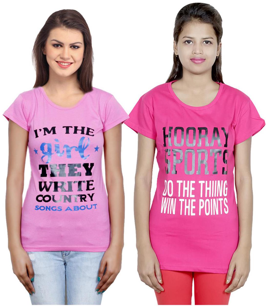 

IndiWeaves Girls Cotton T-Shirt Pack of -2