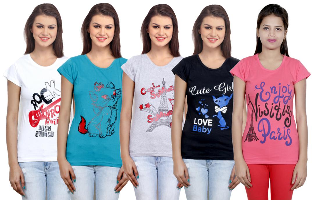 

IndiWeaves Girls Cotton T-Shirt(Pack Of 5 T-Shirt) Combo Offer