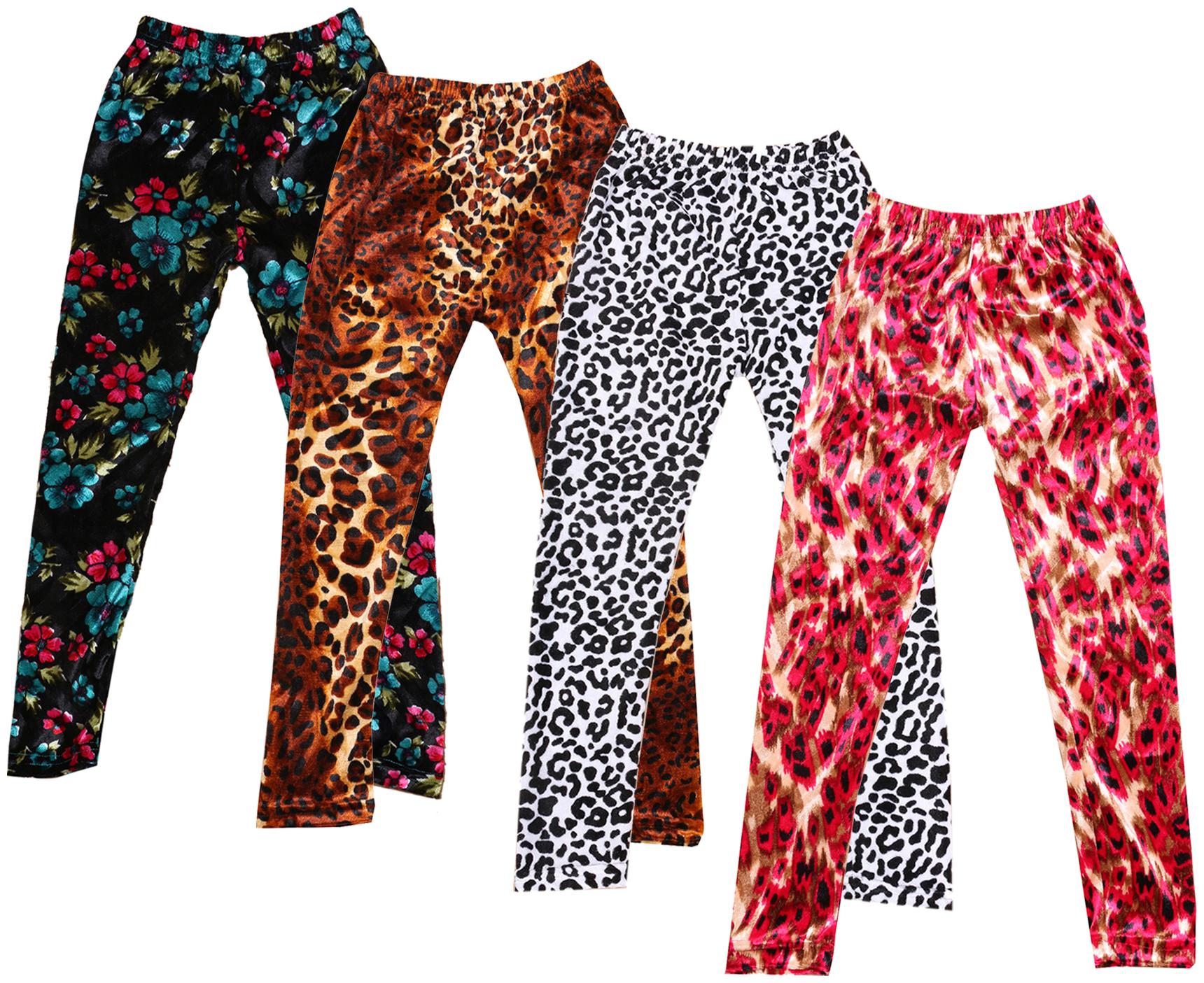 

IndiWeaves Girls Velvet Printed Leggings Pack of 4