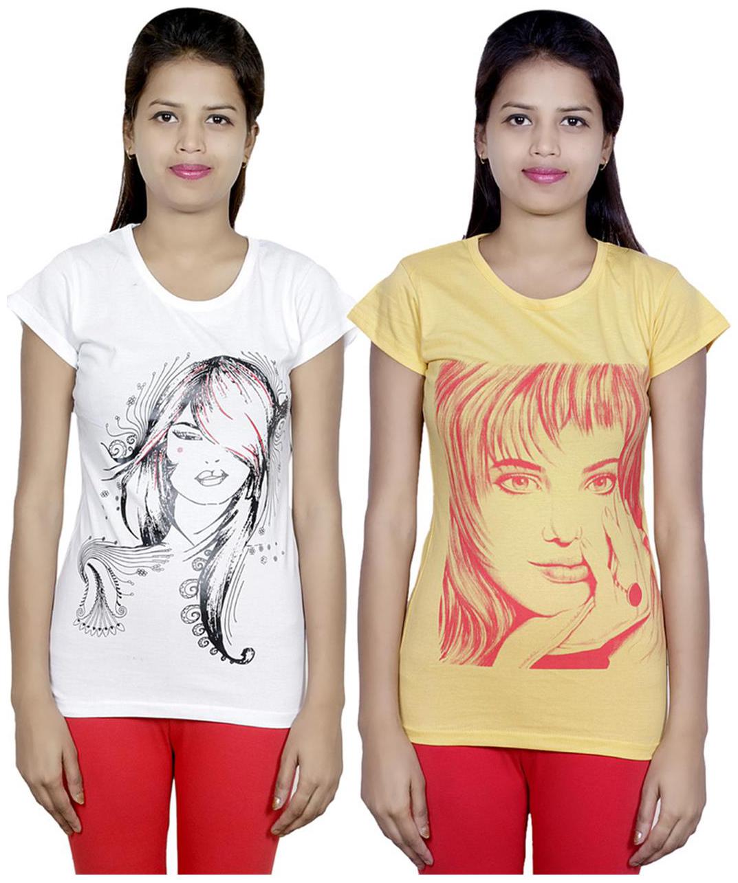 

IndiWeaves Girls Cotton T-Shirt Pack of -2