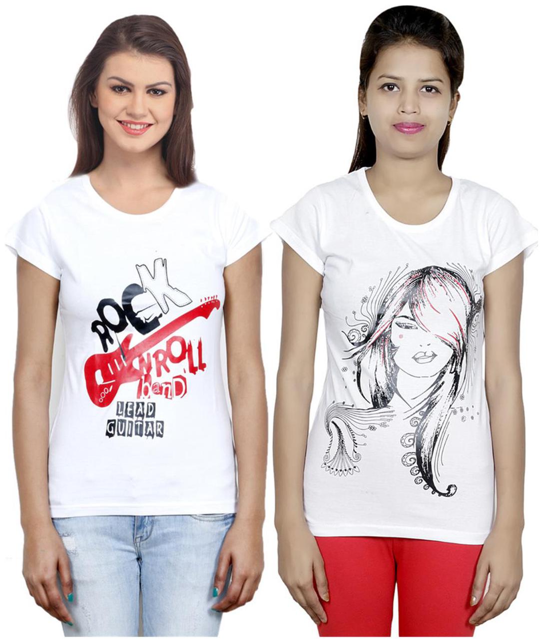 

IndiWeaves Girls Cotton T-Shirt Pack of -2