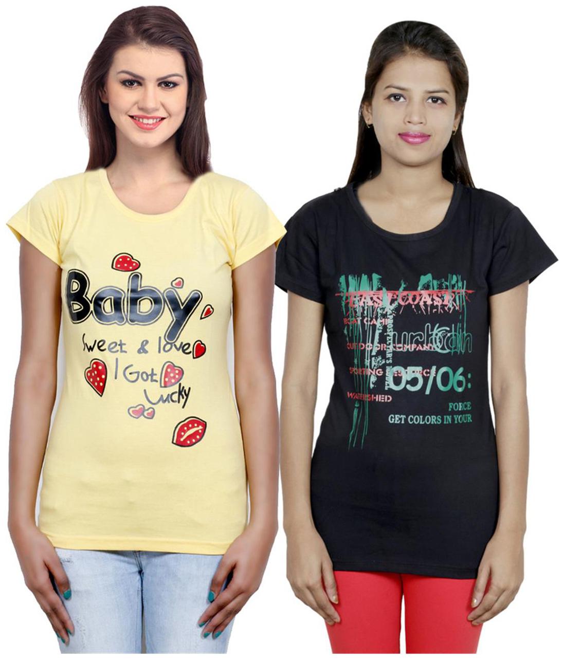 

IndiWeaves Girls Cotton T-Shirt Pack of -2