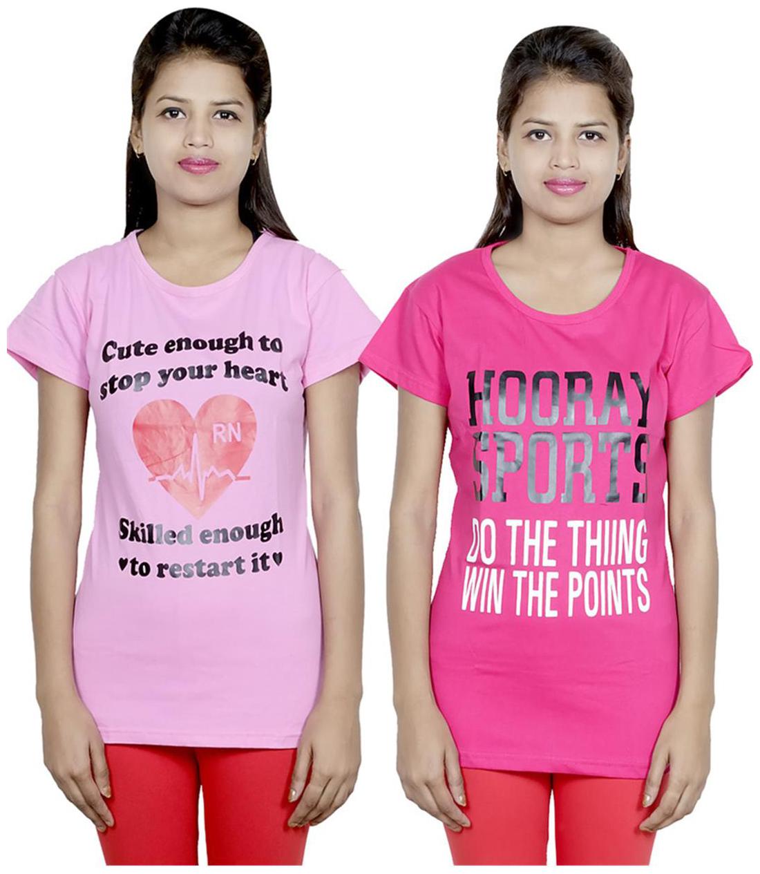 

IndiWeaves Girls Cotton T-Shirt Pack of -2