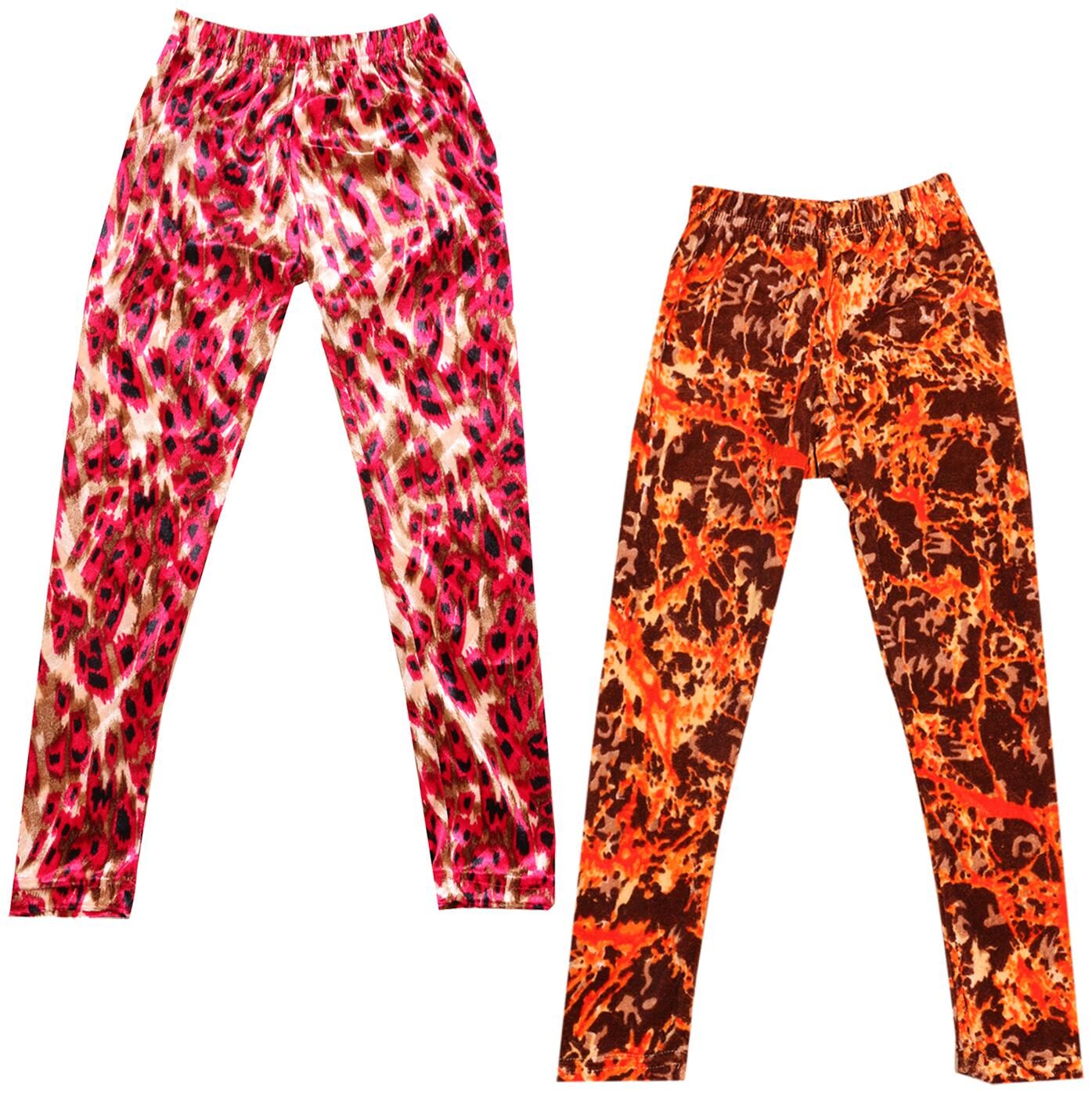

IndiWeaves Girls Velvet Printed Leggings Pack of 2
