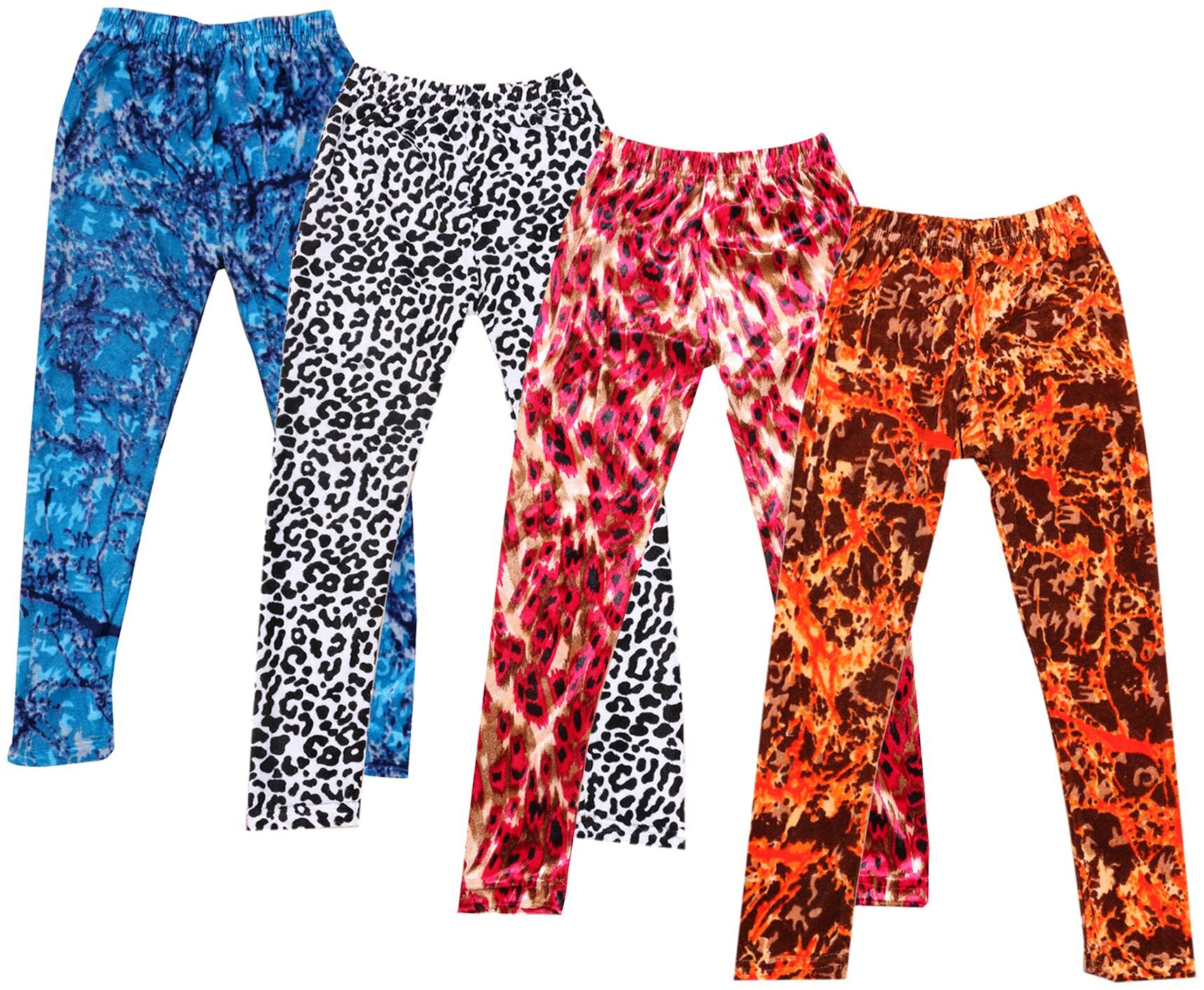 

IndiWeaves Girls Velvet Printed Leggings Pack of 4