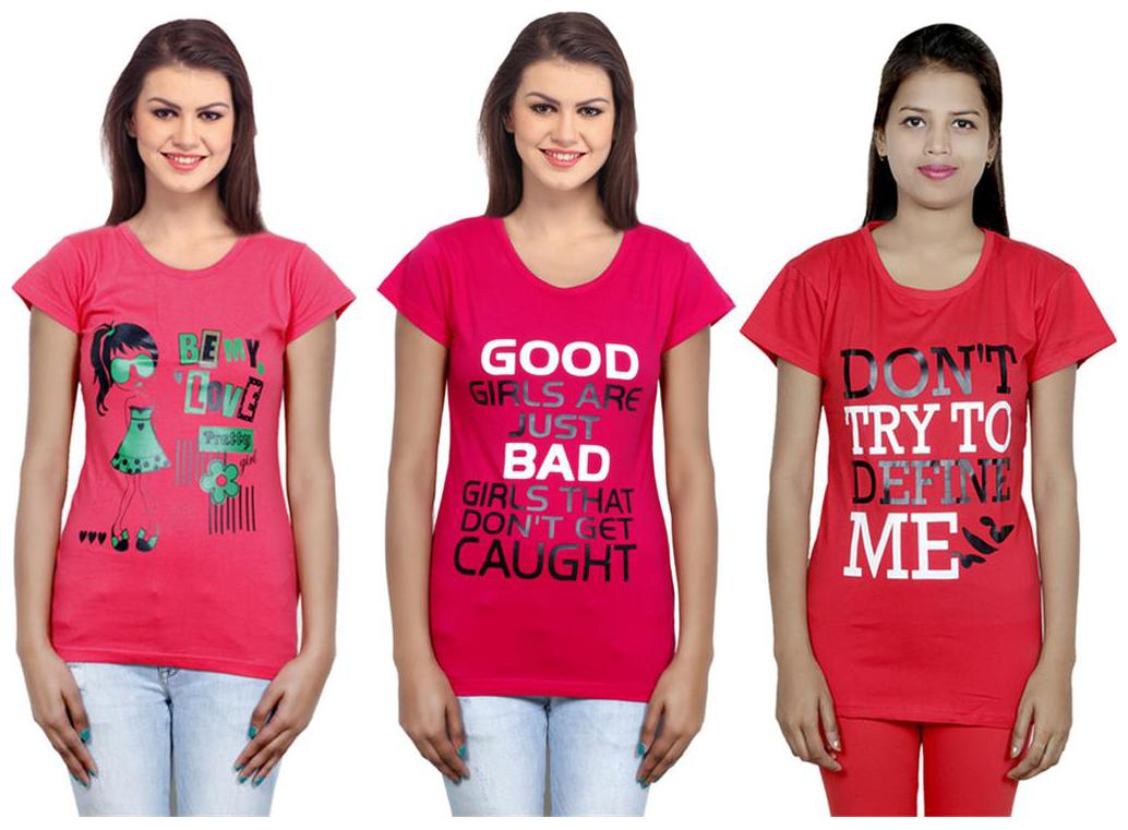 

IndiWeaves Girls Cotton T-Shirt Pack of -3