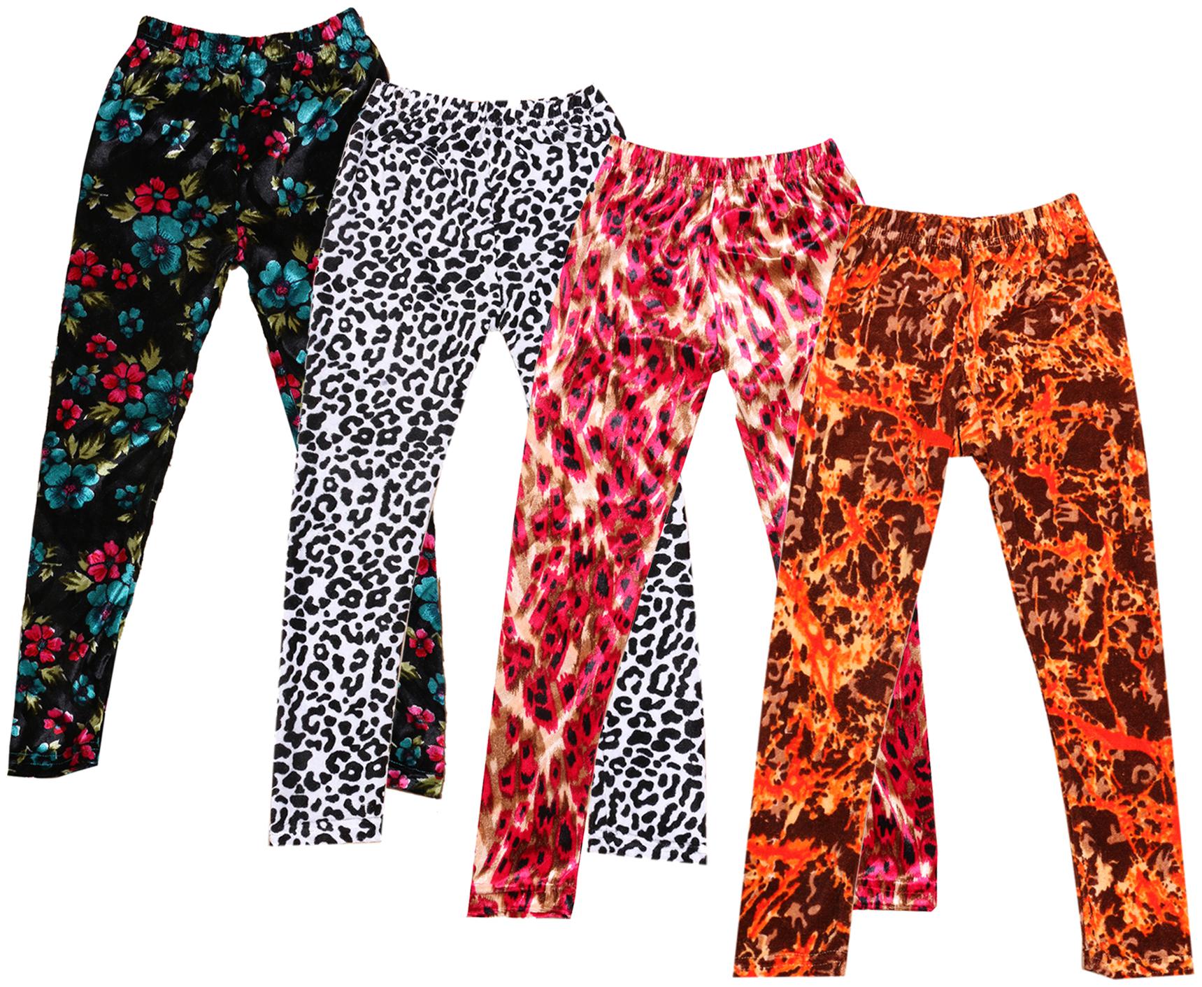 

IndiWeaves Girls Velvet Printed Leggings Pack of 4