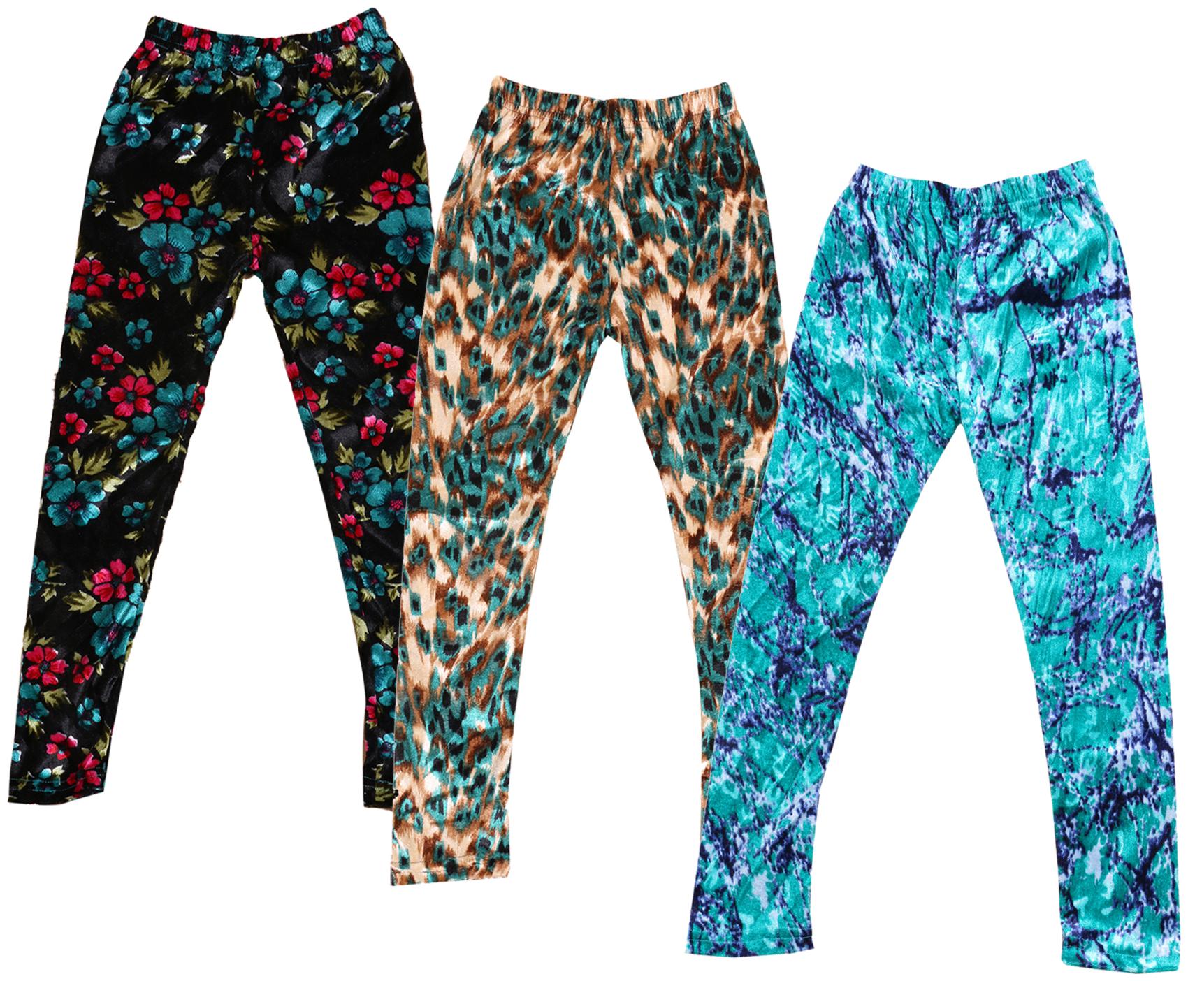 

IndiWeaves Girls Velvet Printed Leggings Pack of 3