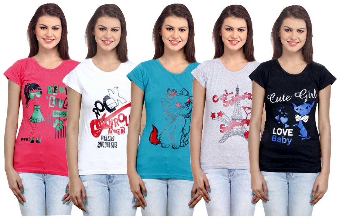 

IndiWeaves Girls Cotton T-Shirt(Pack Of 5 T-Shirt) Combo Offer