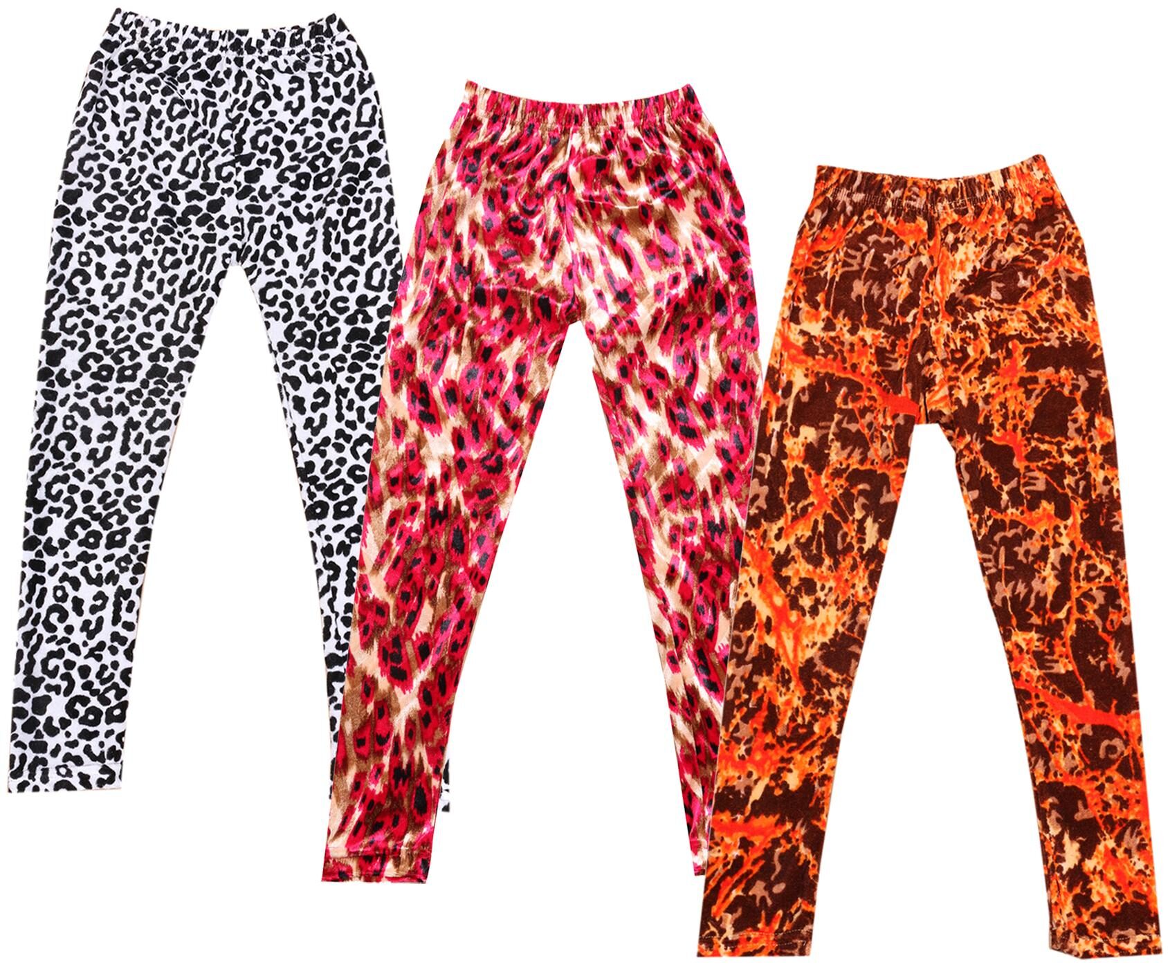 

IndiWeaves Girls Velvet Printed Leggings Pack of 3