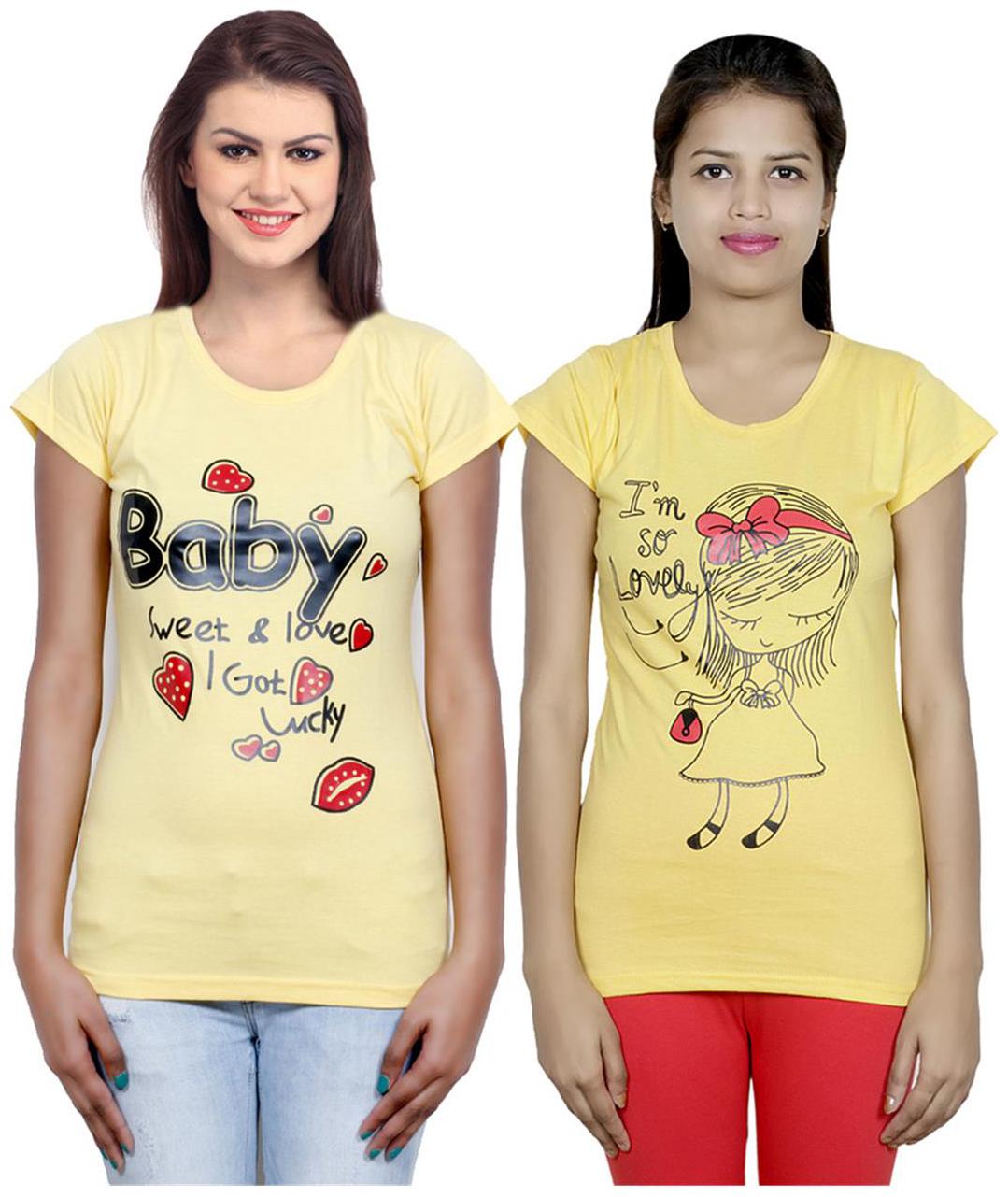 

IndiWeaves Girls Cotton T-Shirt Pack of -2