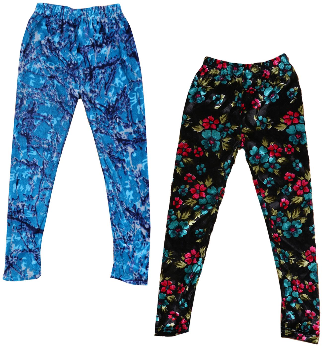 

IndiWeaves Girls Velvet Printed Leggings Pack of 2