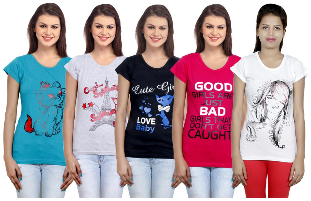 

IndiWeaves Girls Cotton T-Shirt(Pack Of 5 T-Shirt) Combo Offer