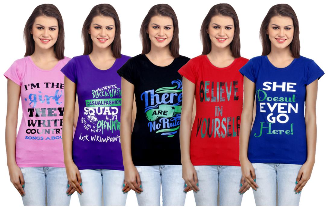 

IndiWeaves Girls Cotton T-Shirt(Pack Of 5 T-Shirt) Combo Offer