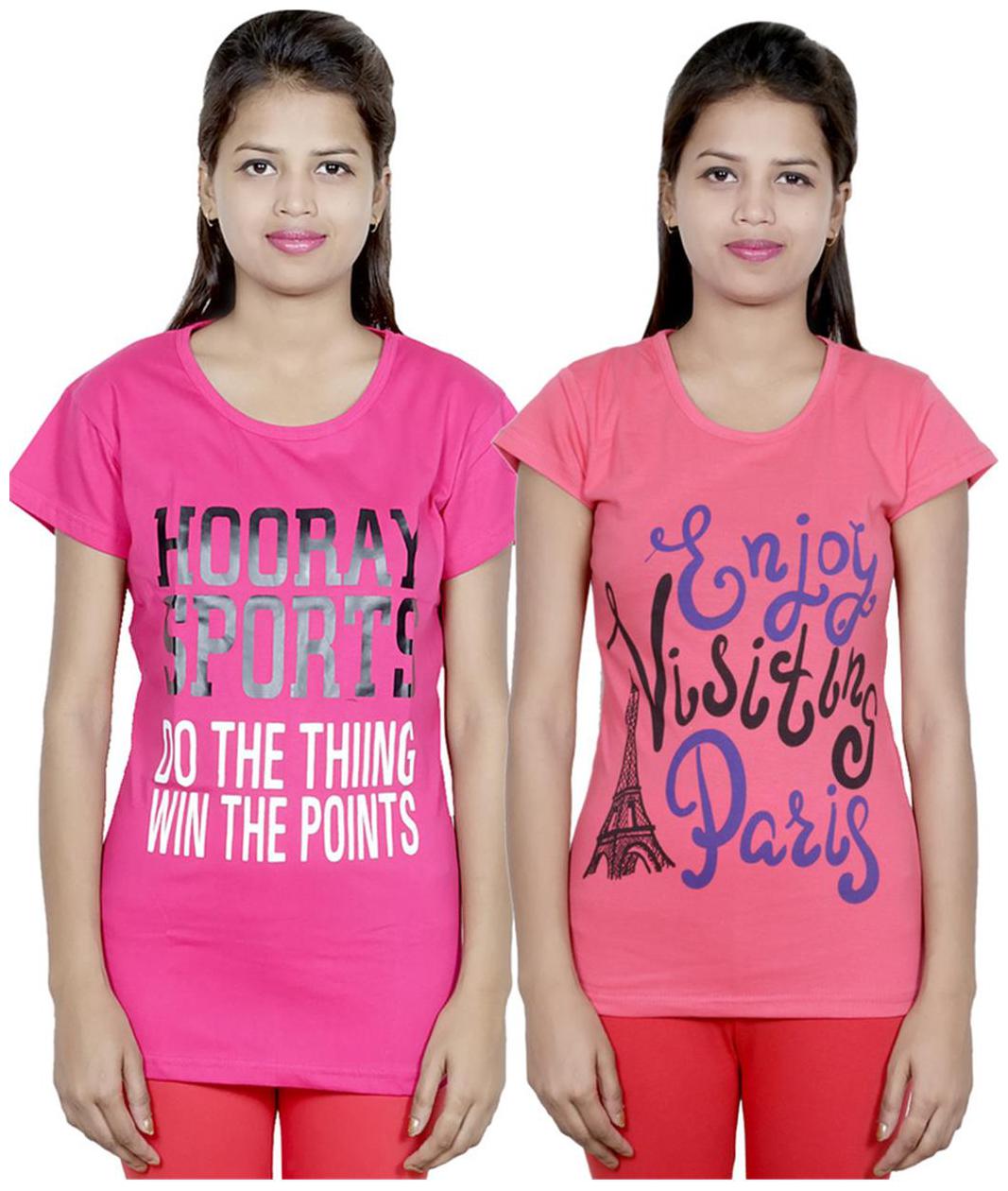 

IndiWeaves Girls Cotton T-Shirt Pack of -2