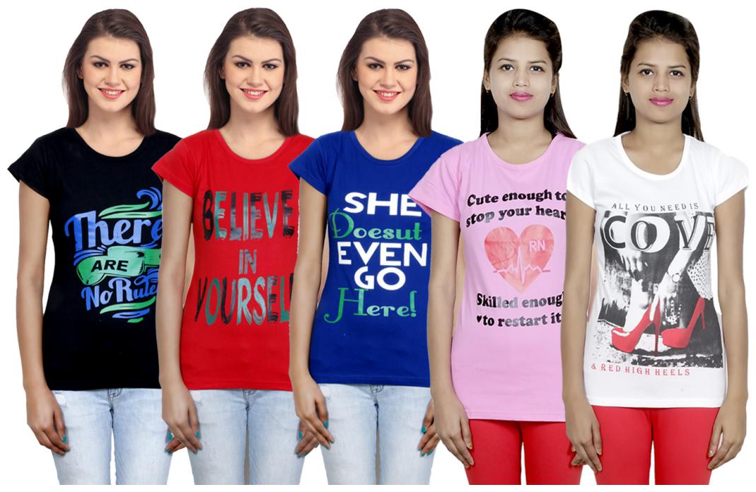 

IndiWeaves Girls Cotton T-Shirt(Pack Of 5 T-Shirt) Combo Offer