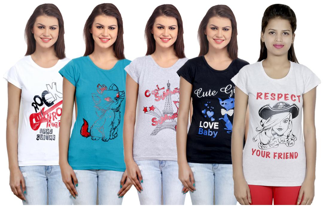 

IndiWeaves Girls Cotton T-Shirt(Pack Of 5 T-Shirt) Combo Offer
