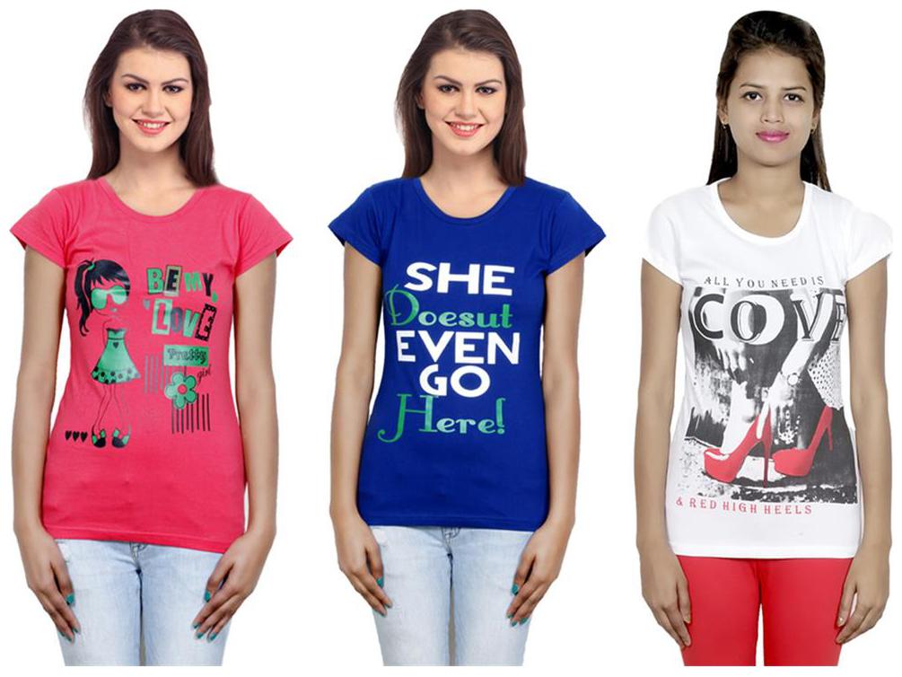 

IndiWeaves Girls Cotton T-Shirt Pack of -3