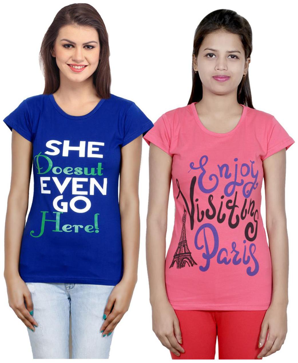 

IndiWeaves Girls Cotton T-Shirt Pack of -2