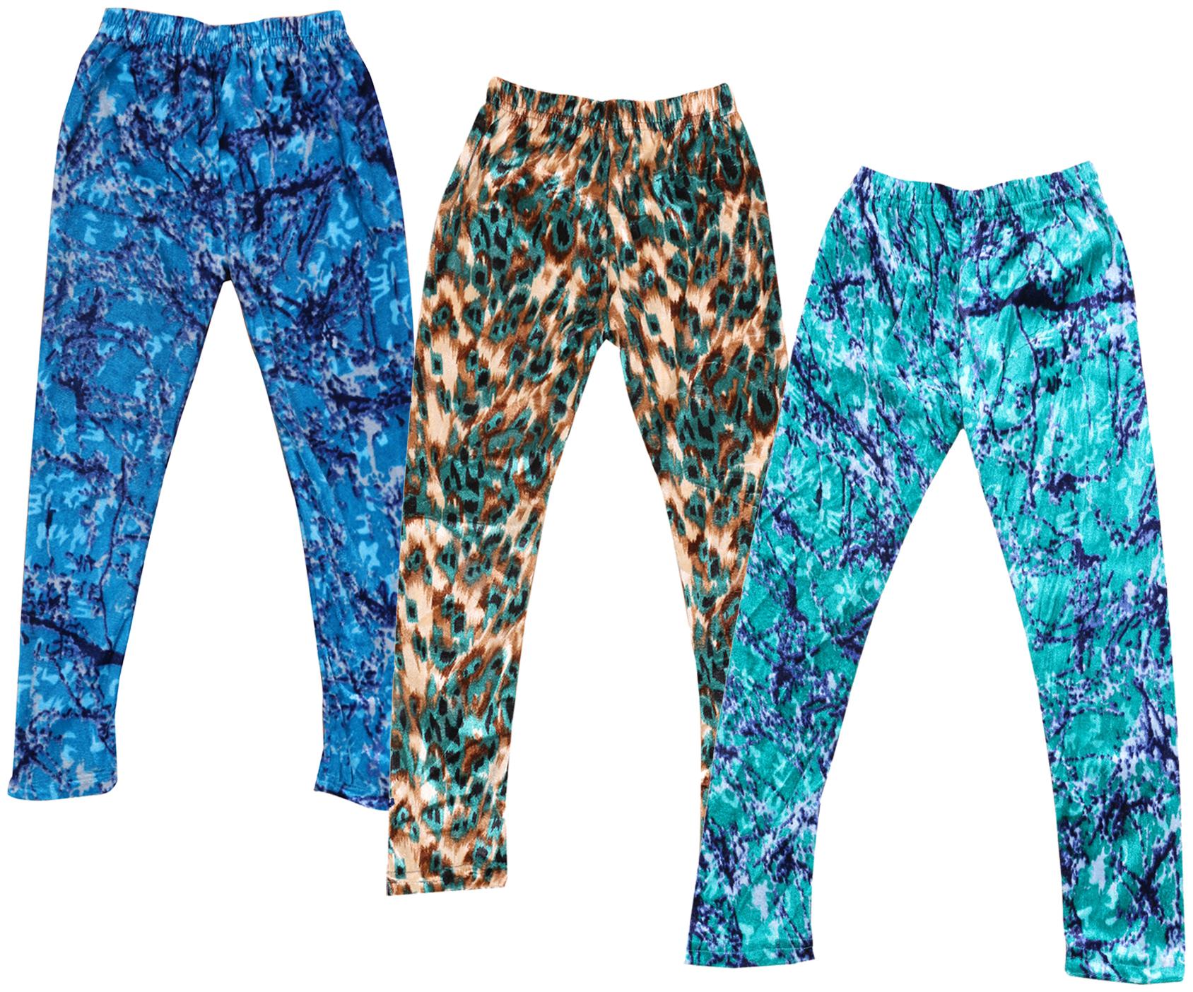 

IndiWeaves Girls Velvet Printed Leggings Pack of 3