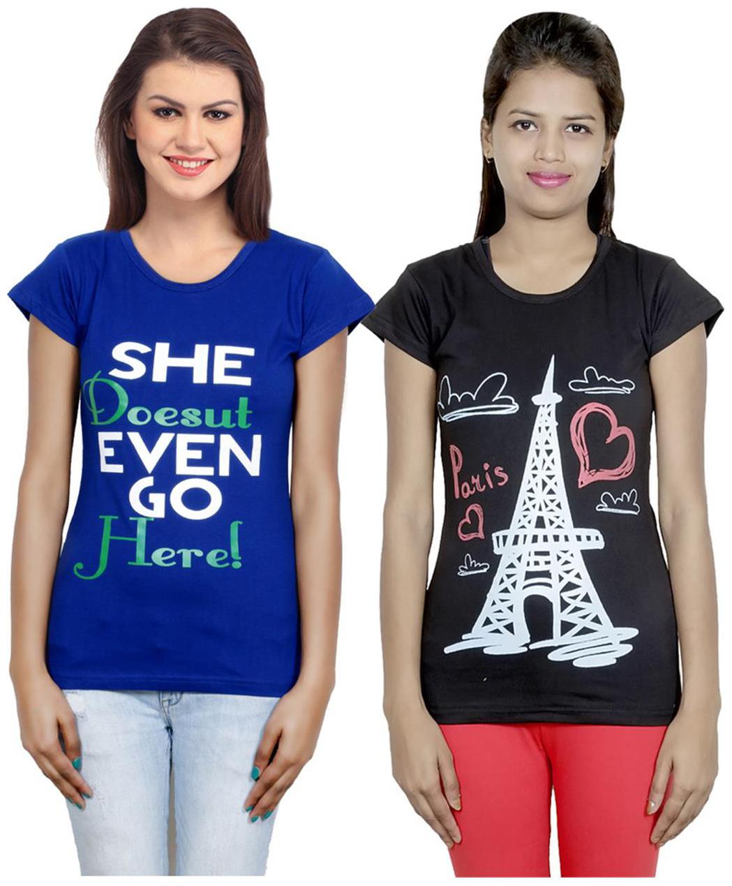 

IndiWeaves Girls Cotton T-Shirt Pack of -2