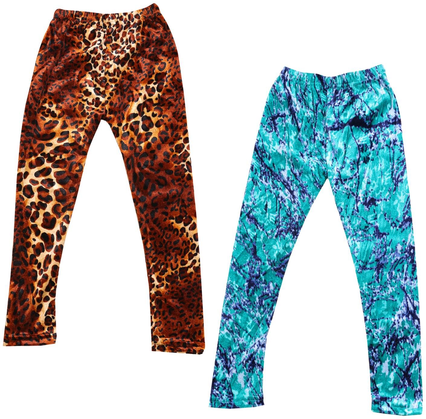 

IndiWeaves Girls Velvet Printed Leggings Pack of 2