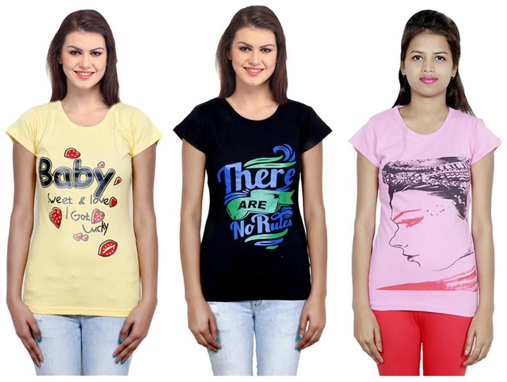

IndiWeaves Girls Cotton T-Shirt Pack of -3