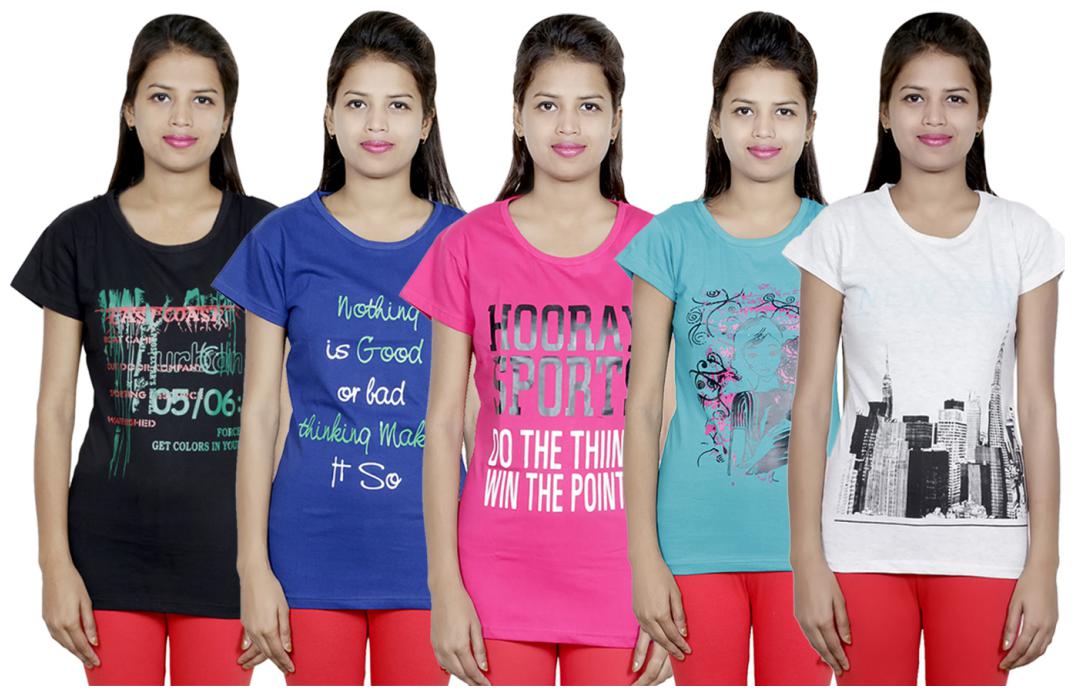 

IndiWeaves Girls Cotton T-Shirt(Pack Of 5 T-Shirt) Combo Offer