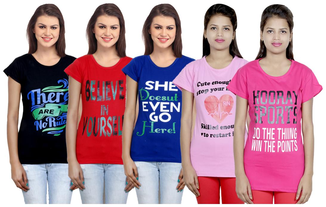 

IndiWeaves Girls Cotton T-Shirt(Pack Of 5 T-Shirt) Combo Offer