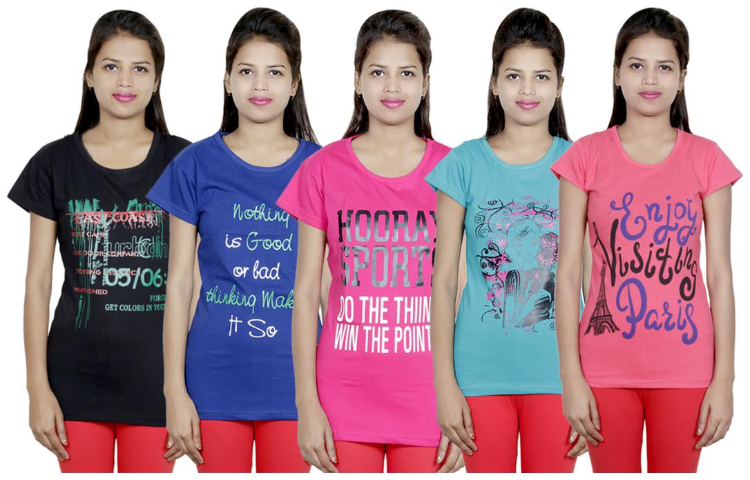 

IndiWeaves Girls Cotton T-Shirt(Pack Of 5 T-Shirt) Combo Offer