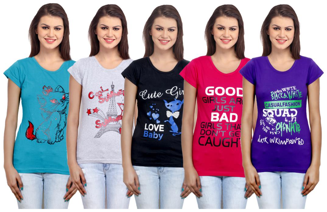 

IndiWeaves Girls Cotton T-Shirt(Pack Of 5 T-Shirt) Combo Offer