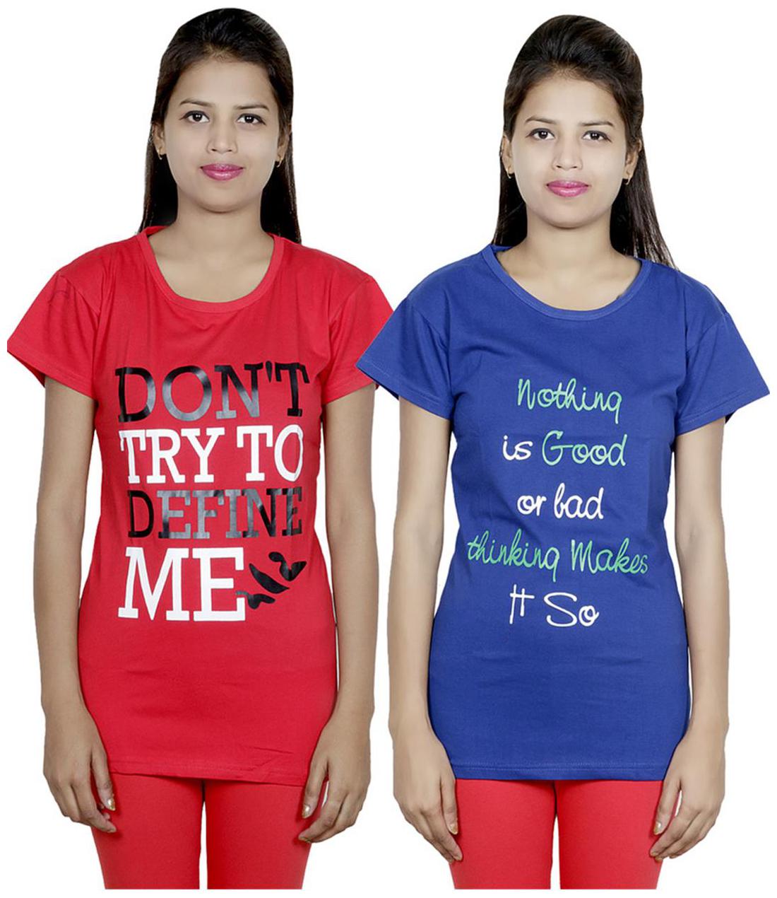 

IndiWeaves Girls Cotton T-Shirt Pack of -2