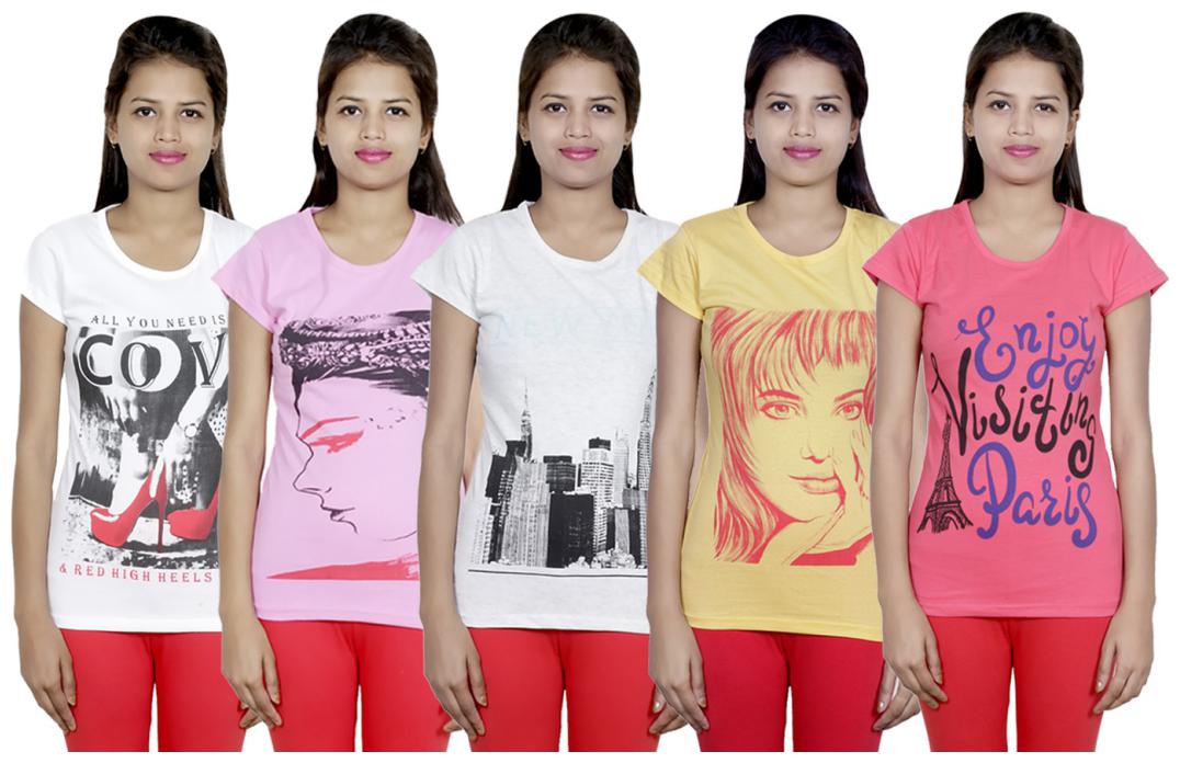 

IndiWeaves Girls Cotton T-Shirt(Pack Of 5 T-Shirt) Combo Offer