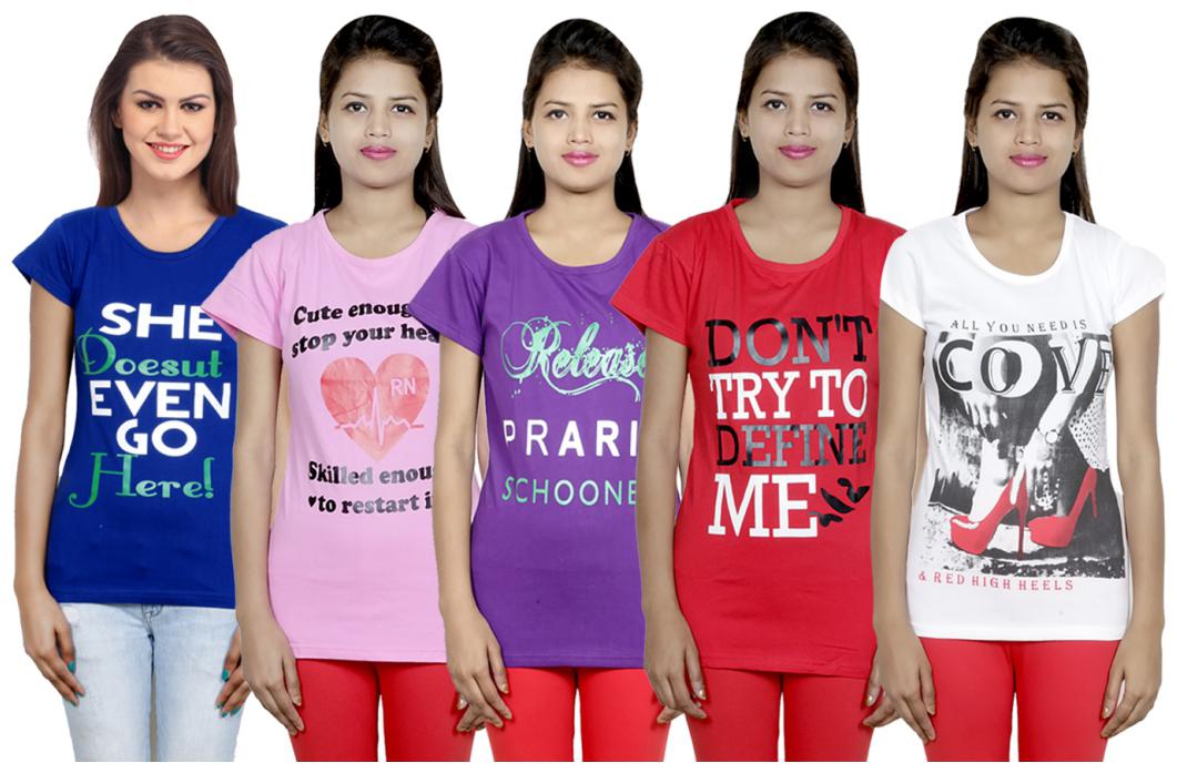 

IndiWeaves Girls Cotton T-Shirt(Pack Of 5 T-Shirt) Combo Offer