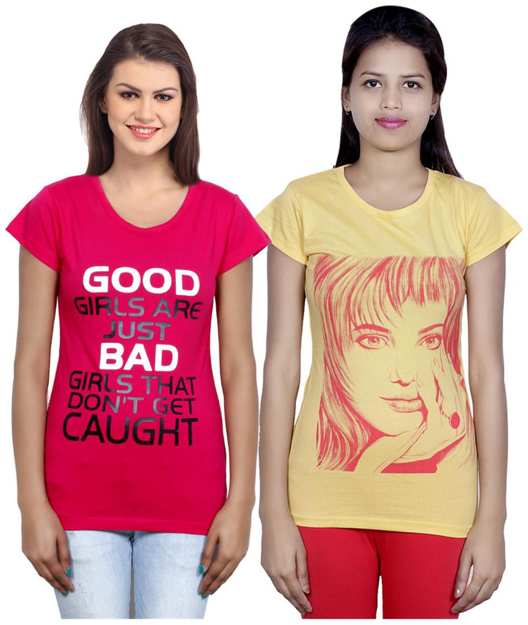 

IndiWeaves Girls Cotton T-Shirt Pack of -2
