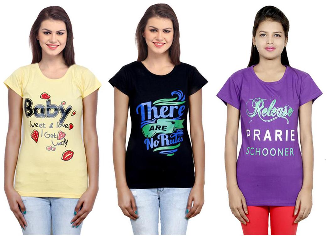 

IndiWeaves Girls Cotton T-Shirt Pack of -3