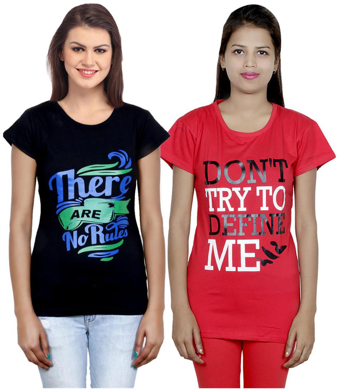 

IndiWeaves Girls Cotton T-Shirt Pack of -2